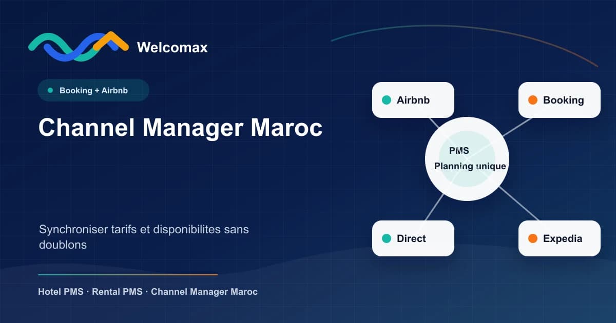 Illustration Channel Manager Maroc synchronisant Booking et Airbnb