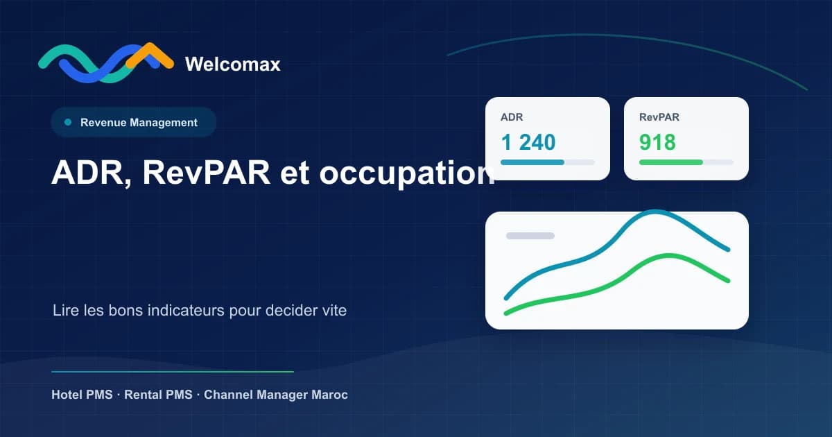 Illustration revenue management hôtelier avec ADR, RevPAR et occupation