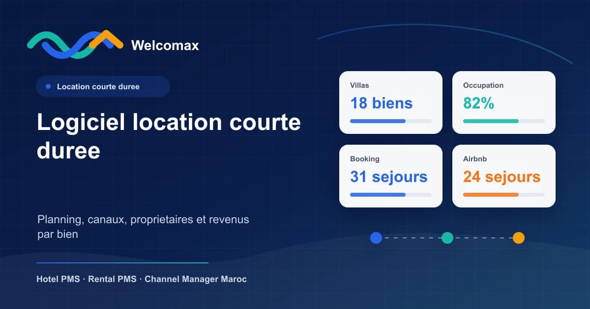 Illustration logiciel de gestion de location courte durée au Maroc avec planning multi-biens