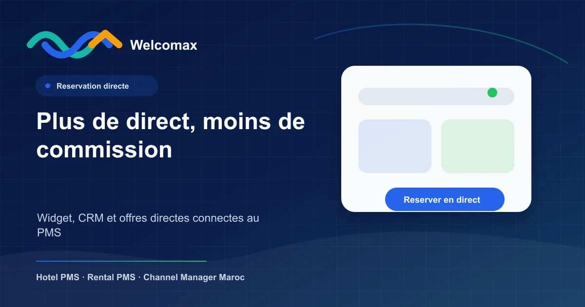 Illustration réservation directe hôtel avec widget connecté au PMS